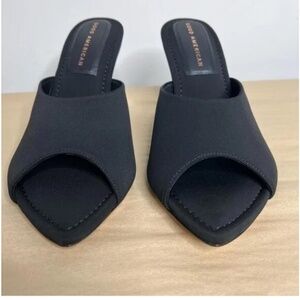 Good American Womens Size 8.5 Clear Wedge Sandals Neoprene Black Lucite